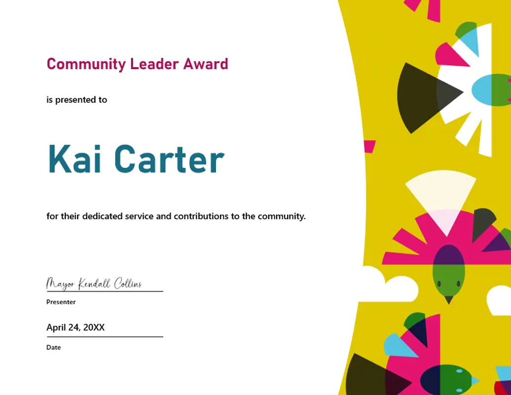 Community service leader certificate