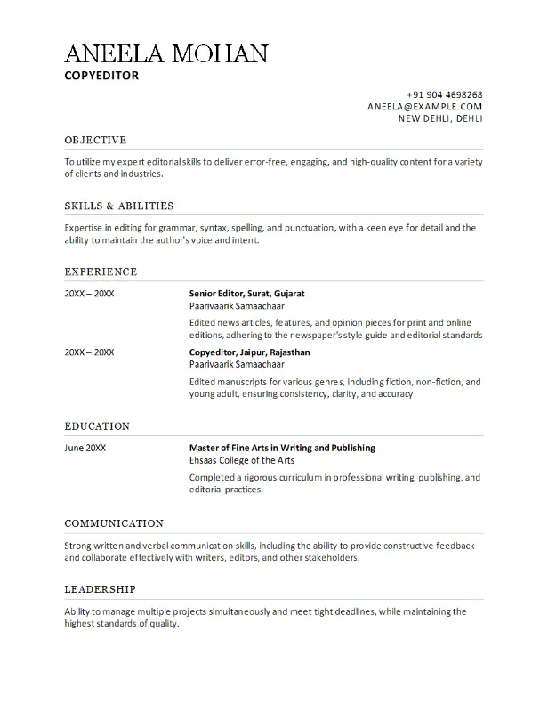 Resume (chronological) modern simple