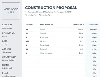Construction proposal modern simple
