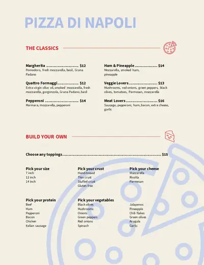Pizza menu  yellow modern-simple