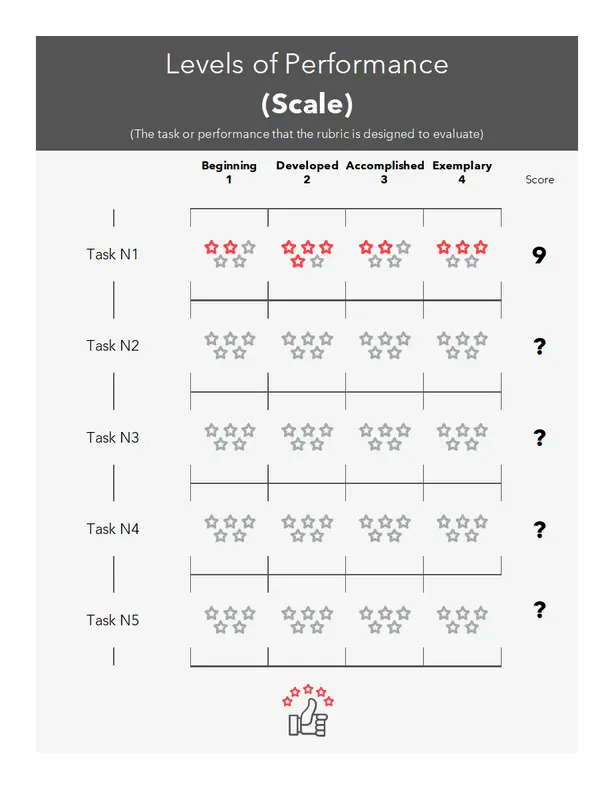 Grading rubric gray modern simple