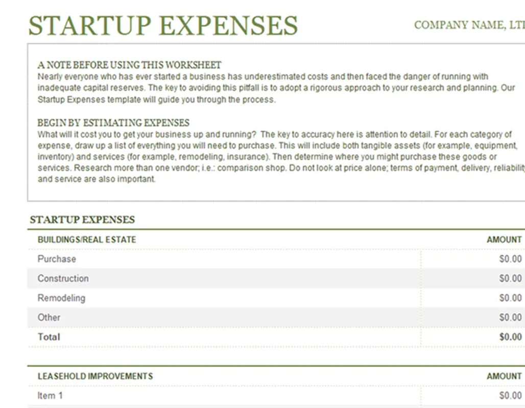 Startup expenses modern-simple