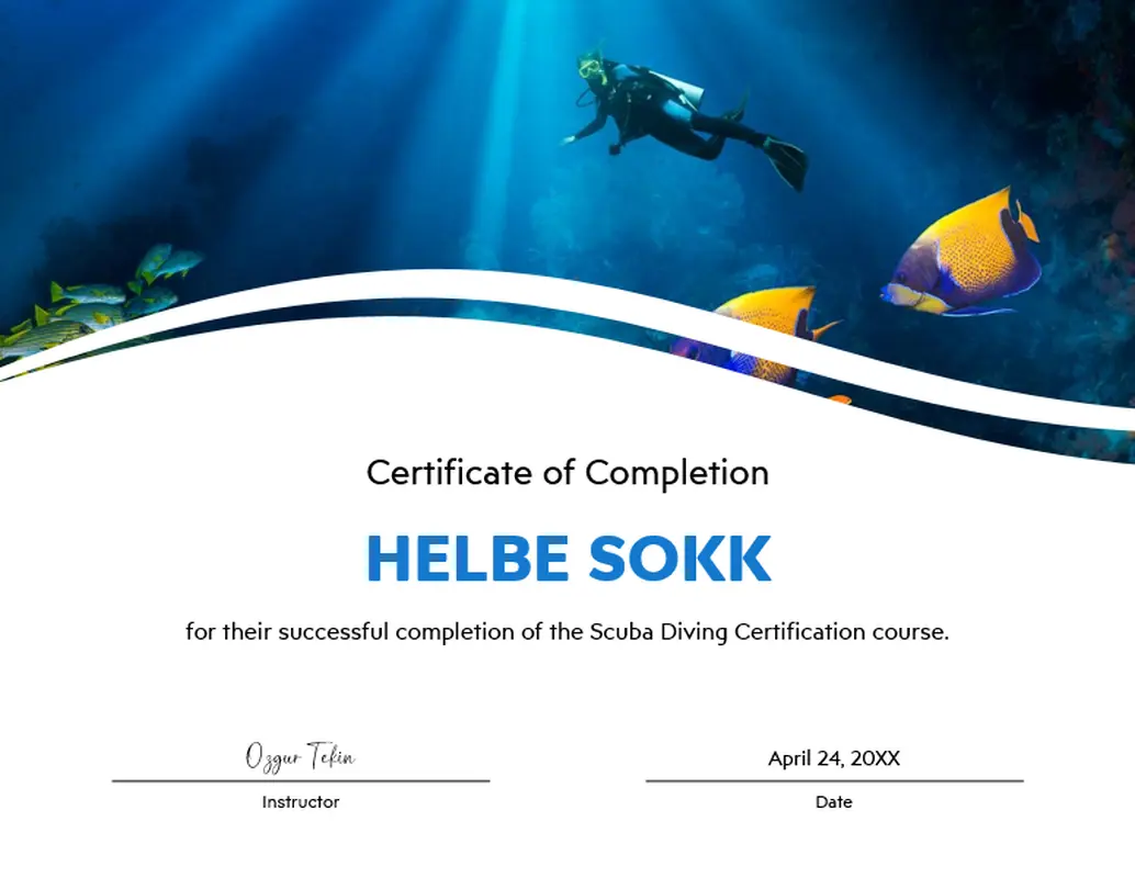 Completion of course certificate blue organic-simple