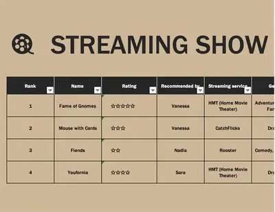 Streaming show list modern simple