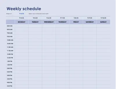 Simple weekly schedule modern simple