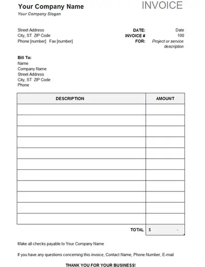 Simple invoice that calculates total modern simple
