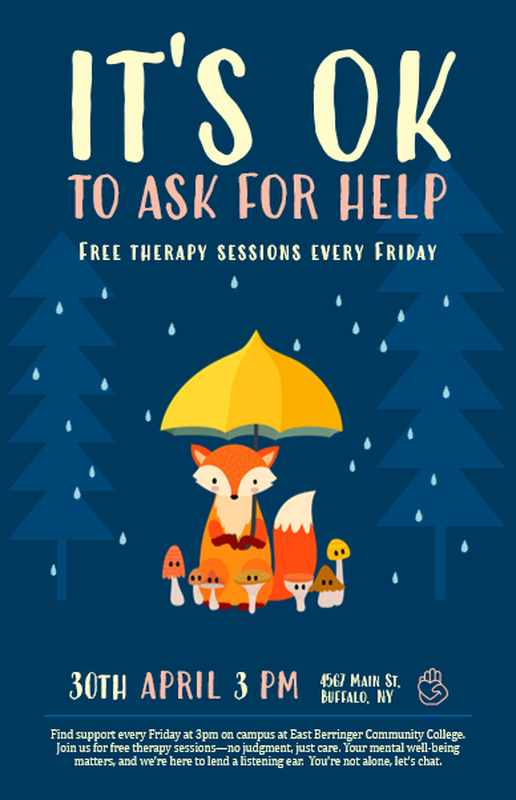 Free therapy support poster blue whimsical color block