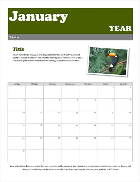 Snapshot calendar green modern-simple