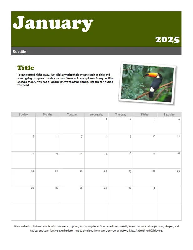 Snapshot calendar green modern-simple