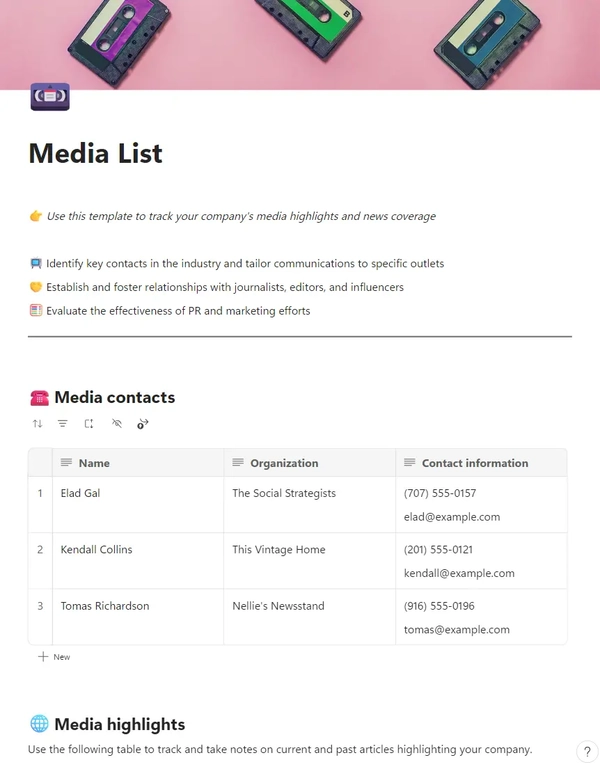 Media List