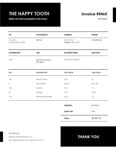 Service invoice (simple design) modern-simple