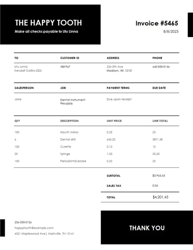 Service invoice (simple design) blue modern-simple