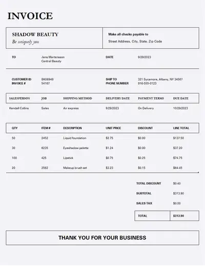 Sales invoice (simple lines design) modern-simple