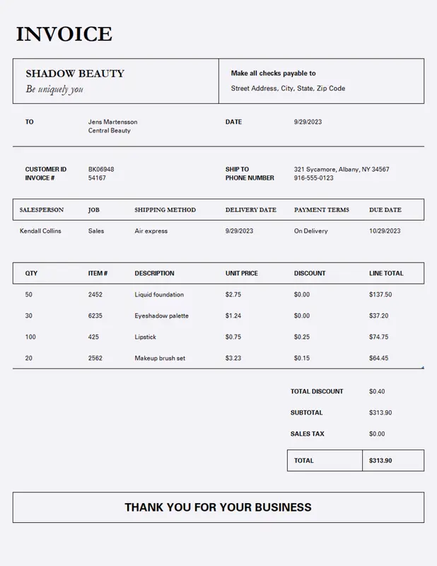 Sales invoice (simple lines design) purple modern-simple