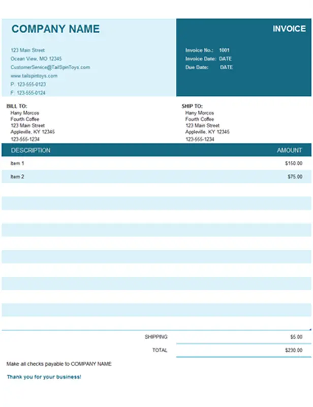 Basic invoice modern simple