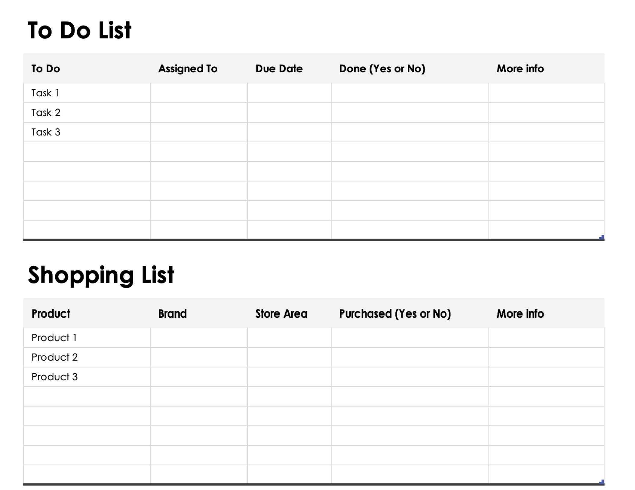 excel template to do list