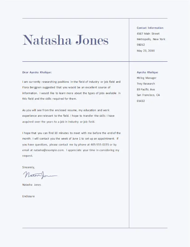 Classic clean cover letter white modern simple