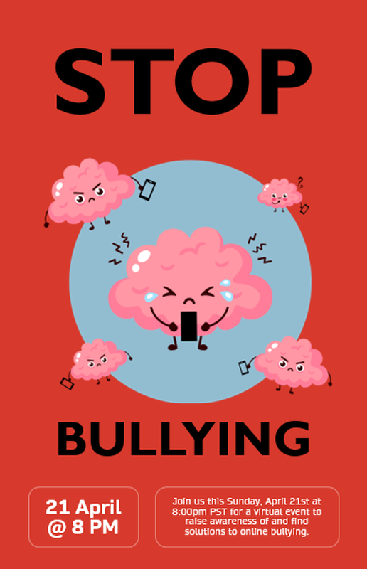 Stop bullying awareness poster red modern-bold