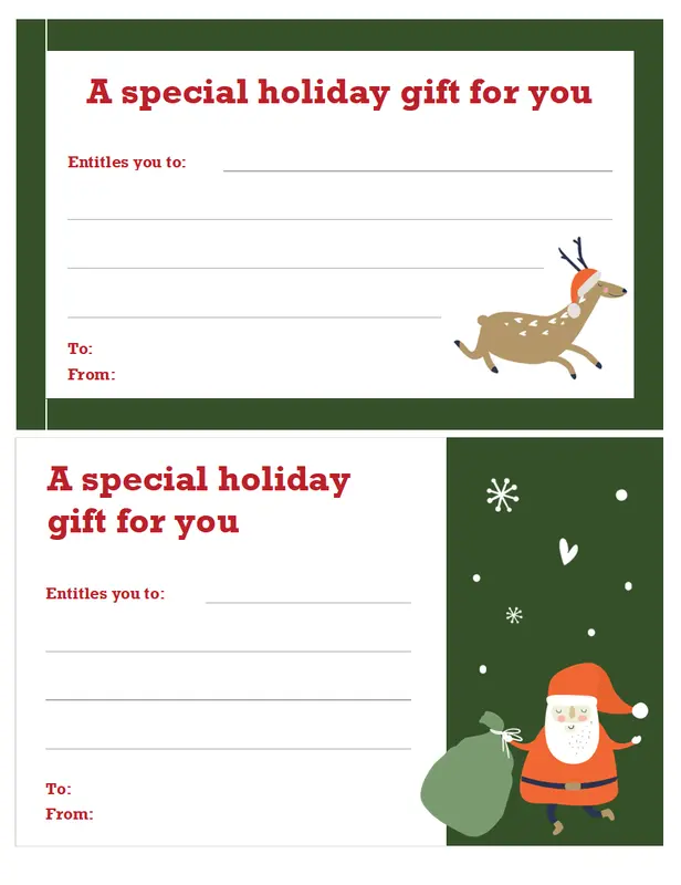 Christmas Spirit gift certificate green whimsical-color-block