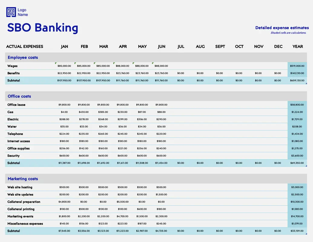 Business expense budget modern-simple