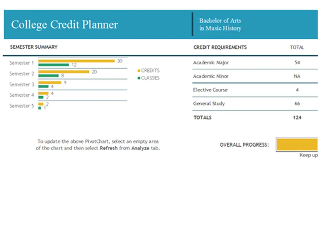 College credit planner blue modern-simple