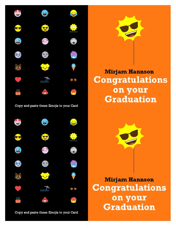 Emoji graduation card orange modern-bold