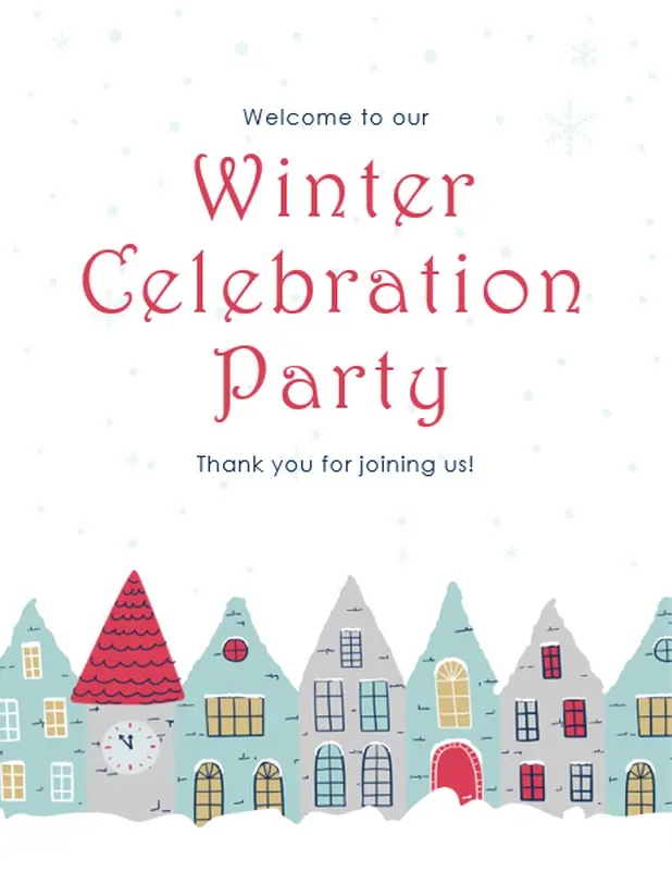 Winter party printables red whimsical color block