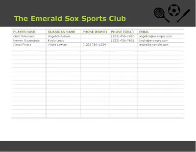 Contact list for youth sports gray modern simple