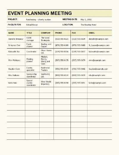 excel meeting agenda template