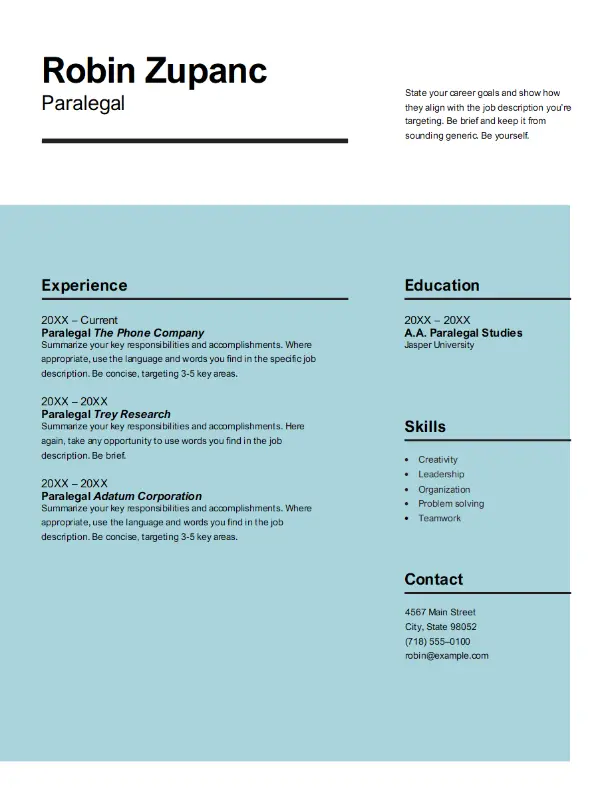 Impact resume blue modern simple