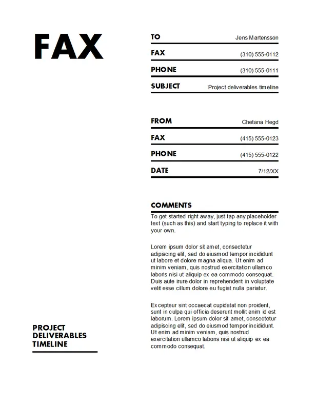 Fax cover sheet (standard format) white modern simple