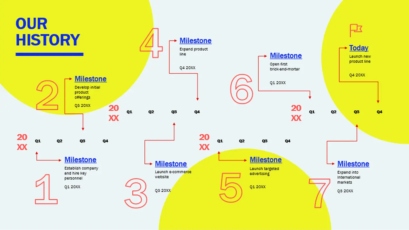 Milestone and history timeline  blue modern geometric & linear