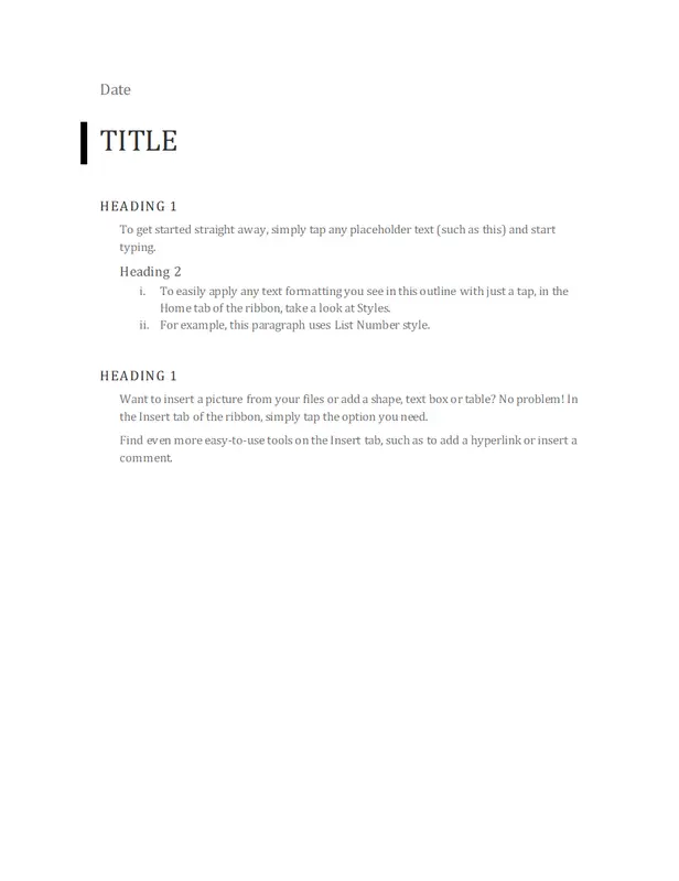 Create an outline modern simple