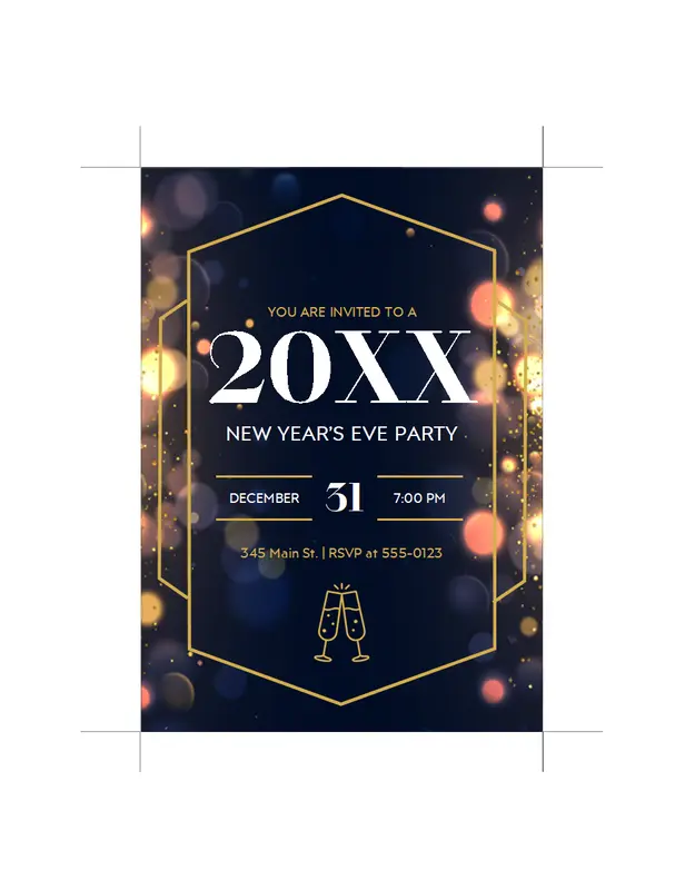 New Year's Eve party invitations blue modern-simple