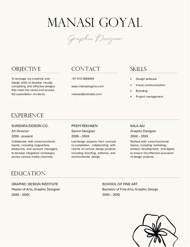 Elegant graphic design resume null modern-simple