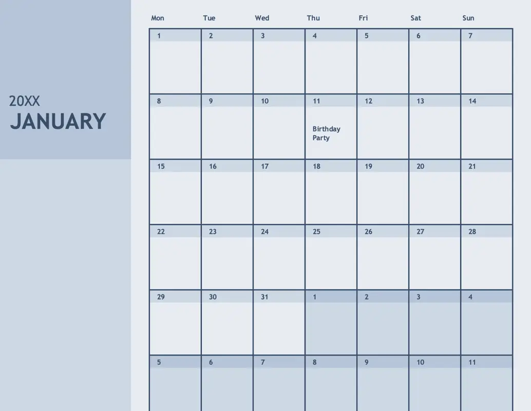 12-Month calendar yellow modern-simple