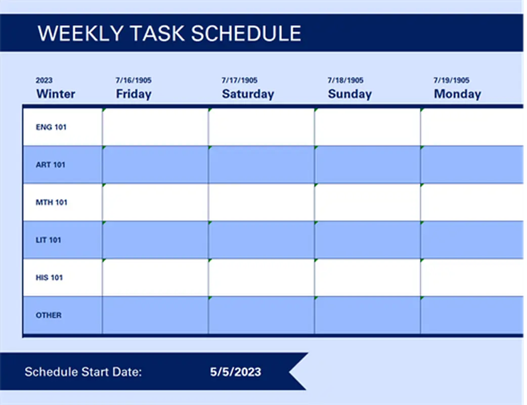 Weekly task schedule vintage retro