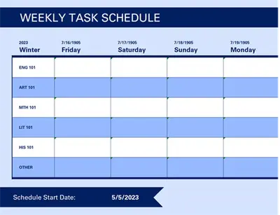 Weekly task schedule vintage retro