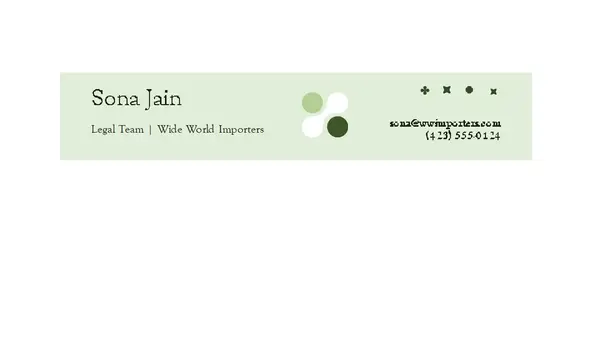Classic serene email signature green whimsical color block