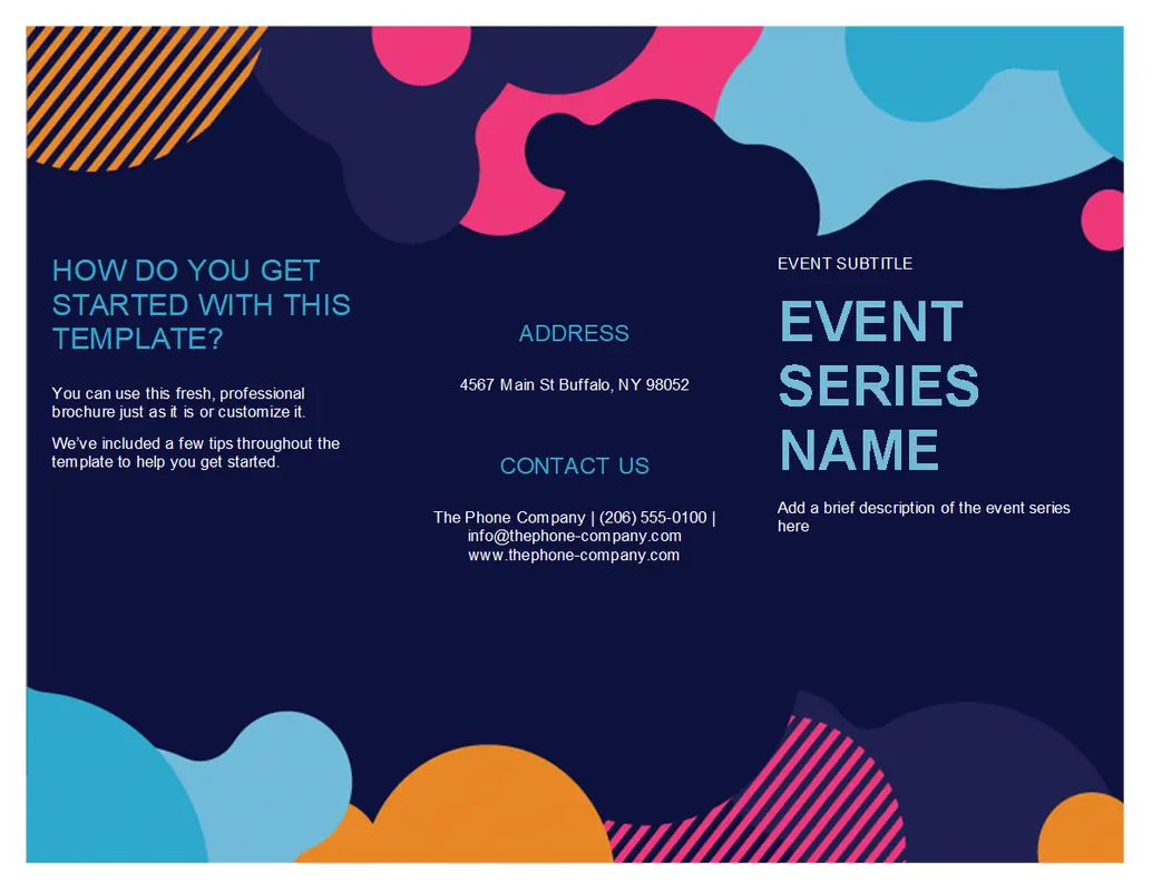 Vivid shapes event brochure  blue modern-color-block