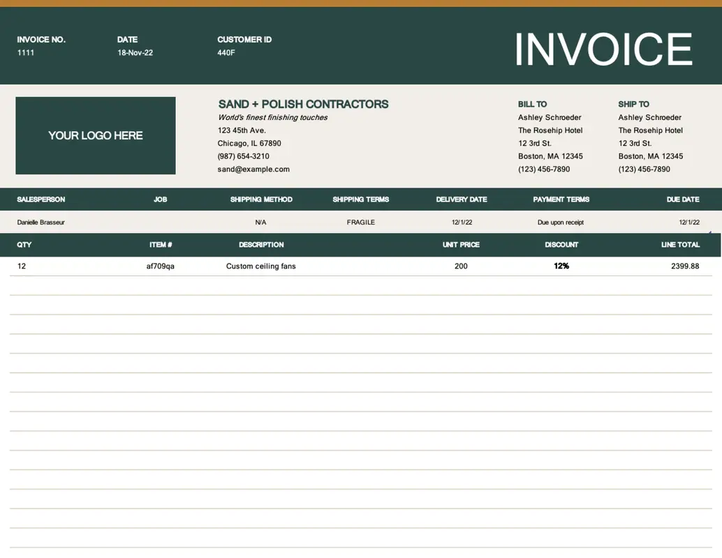 Simple sale invoice green modern simple