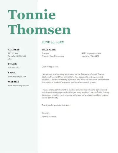 Stylish teaching cover letter modern-simple