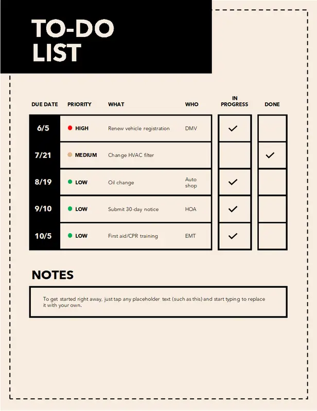 Simple to do list orange modern bold