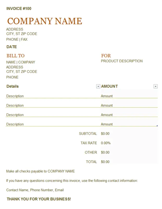 Invoice (worksheet) brown modern simple
