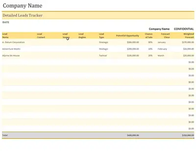 Sales leads tracker modern simple