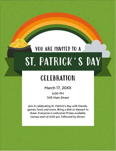 St. Patrick's Day flyer green whimsical color block