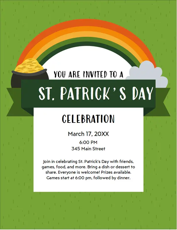 St. Patrick's Day flyer green whimsical color block