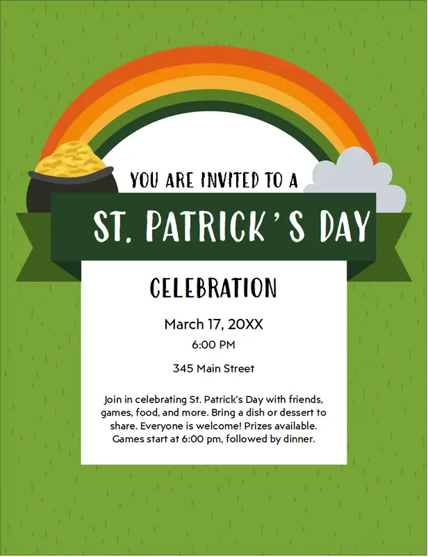 St. Patrick's Day flyer green whimsical-color-block