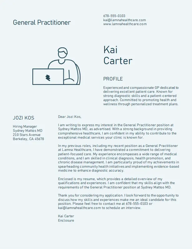 Modern graphic professional cover letter blue modern simple