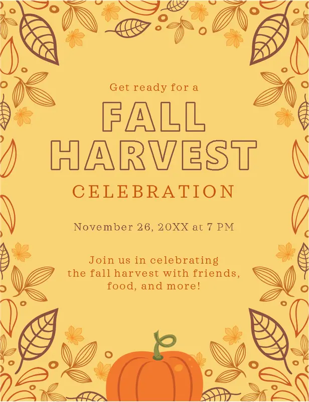 Fall flyer orange whimsical line